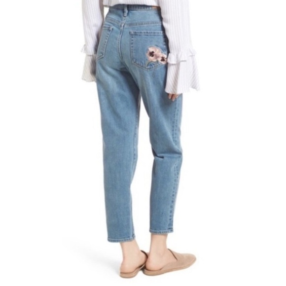 TREASURE & Bond Grant Mid Rise Ankle Boyfriend Jeans w/Floral Embroidery- Sz 28 - Picture 2 of 8